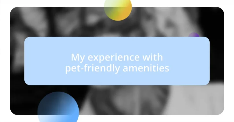 My experience with pet-friendly amenities