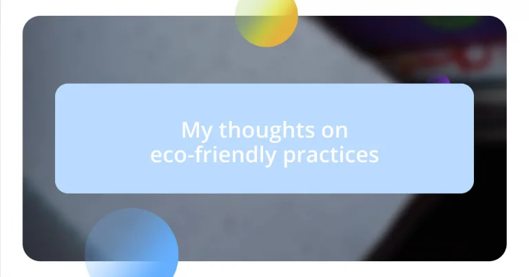 My thoughts on eco-friendly practices